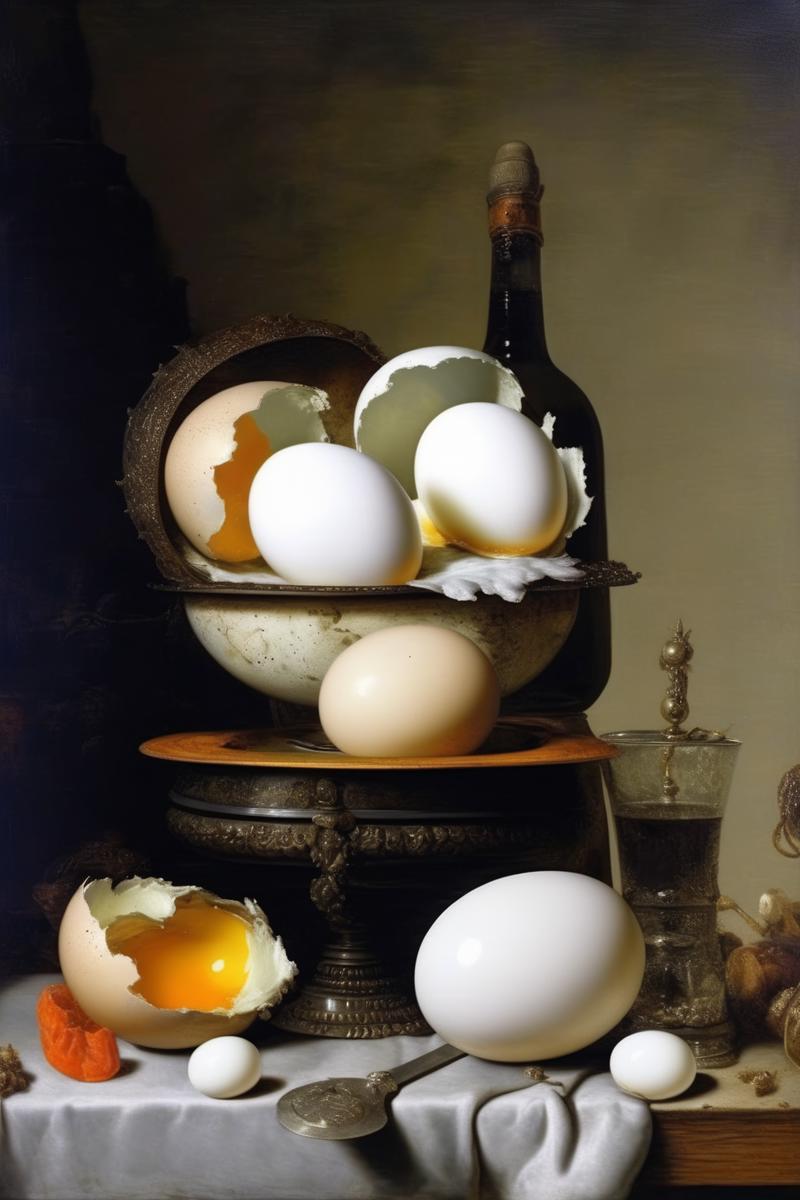 00051-1532437131-_lora_Pieter Claesz Style_1_Pieter Claesz Style - A 1628 dutch still life painting by Willem Claesz. Heda of one giant white egg.png